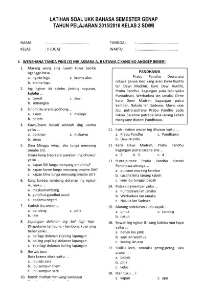 Top PDF Soal UKK Bahasa Jawa Kelas 2 SD dan MI - 123dok.com