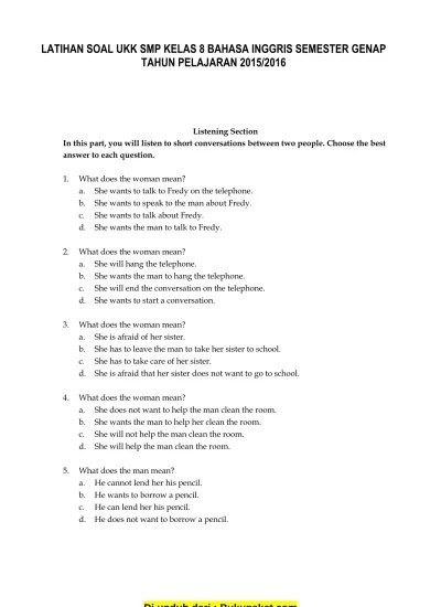 Top PDF SOAL UKK BAHASA INGGRIS KELAS 8 SMP - 123dok.com