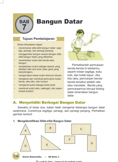 Materi Pelajaran Matematika Kelas 3 SD/MI Semester 1/2 Bab 7 Bangun datar
