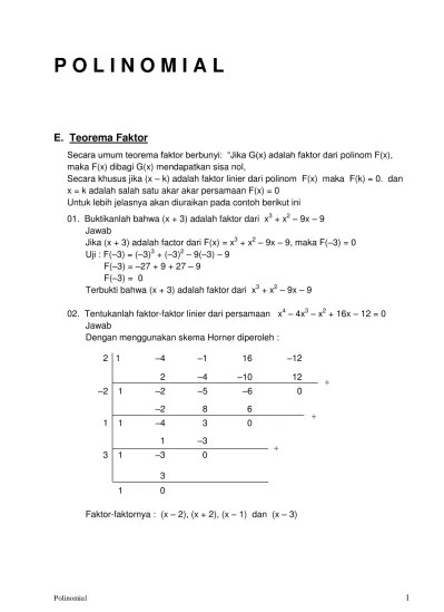 Modul Matematika SMA dan Soal Latihan 01e Teorema Faktor