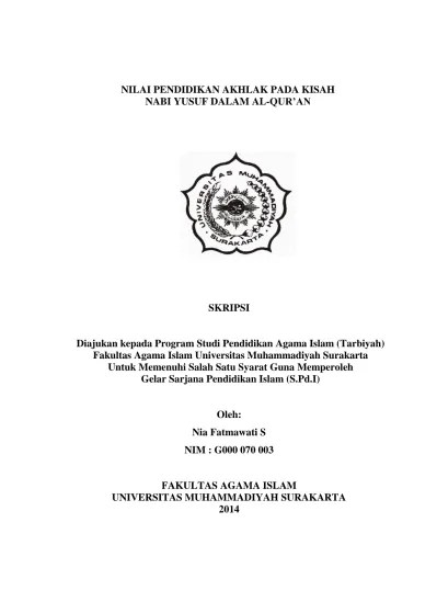 Bab 8 Kisah Teladan Nabi Yusuf AS