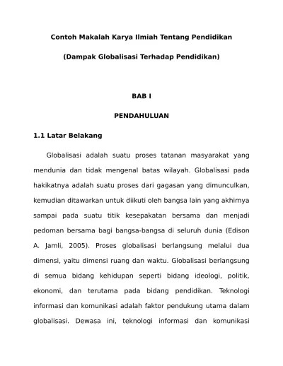 Contoh Makalah Karya Ilmiah Tentang Pendidikan