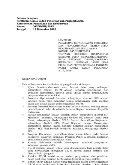 Top PDF Soal Ujian Sekolah Sd 2016 - 123dok.com