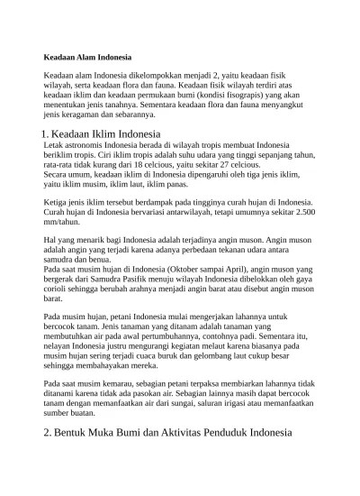 KEADAAN ALAM DAN AKTIVITAS PENDUDUK INDONESIA Keadaan Alam Indonesia