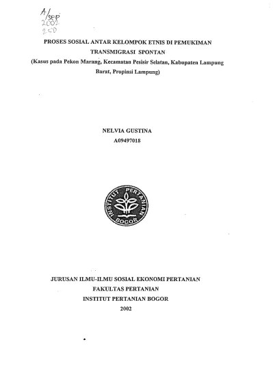 Top PDF Proses Sosial Antar Kelompok Etnis Di Pemukiman Transmigrasi Spontan  - 123dok.com