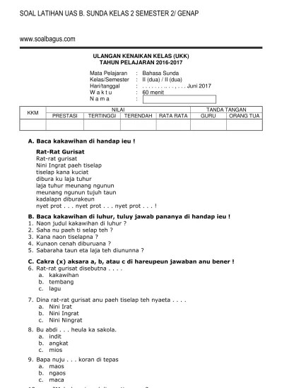 Top PDF SOAL UKK bahasa sunda kelas 3 - 123dok.com