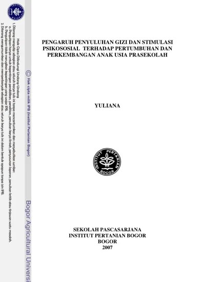 Pengaruh Penyuluhan Gizi dan Stimulasi Psikososial terhadap Pertumbuhan dan  Perkembangan Anak Usia Prasekolah