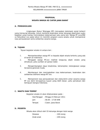 Contoh Proposal Pengajuan Bantuan Dana Kegitan