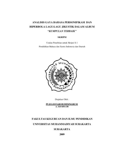 ANALISIS GAYA BAHASA PERSONIFIKASI DAN HIPERBOLA LAGU-LAGU JIKUSTIK DALAM  ALBUM “KUMPULAN TERBAIK”.