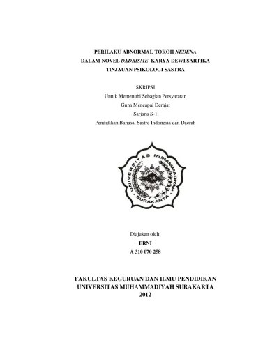Abnormalitas Tokoh Gadis dalam Novel Androphobia Karya Ullan Pralihanta  (Tinjauan Psikologi Sastra)