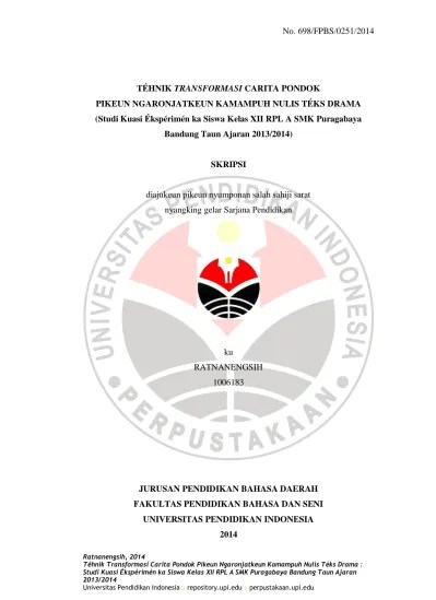 STRATEGI MODELING BERBASIS TEKS (SMBT) PIKEUN NGARONJATKEUN KAMAMPUH  WAWANCARA: Studi Kuasi Ékspérimen ka Siswa Kelas VIII-A SMP Pasundan 4  Bandung Taun Ajaran 2013/2014.