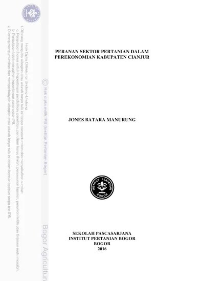 Top PDF Peranan Sektor Pertanian Dalam Perekonomian Kabupaten Cianjur -  123dok.com