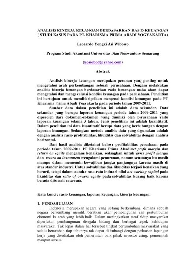 ANALISIS KINERJA KEUANGAN PADA PT BPR TUMPANG PRIMA ARTOREJO