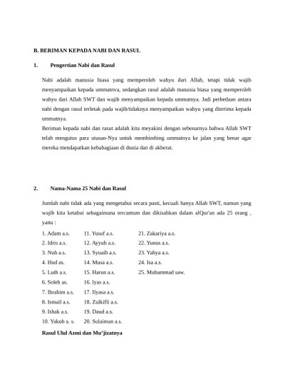 Top PDF B. BERIMAN KEPADA NABI DAN RASUL - 123dok.com