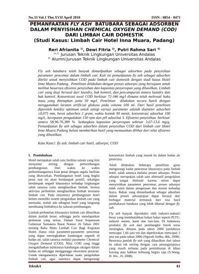 Top PDF Pemanfaatan Limbah Fly Ash untuk Penanganan Limbah Cair Amonia -  123dok.com
