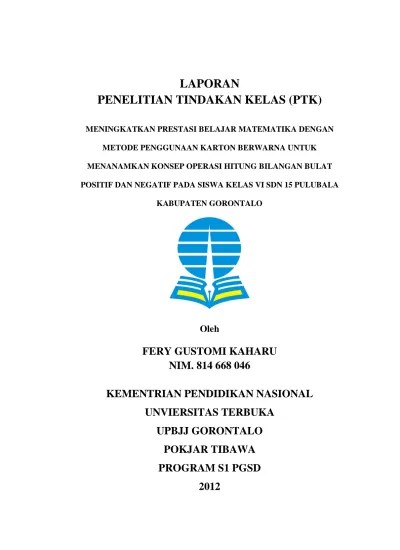 Top PDF Contoh PTK SD Lengkap Semua Kelas dan Mata Pelajaran | Dokumen  Sekolah - 123dok.com