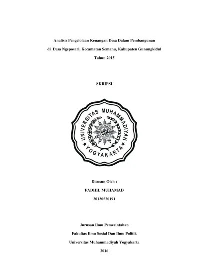 ANALISIS GENDER DALAM PERENCANAAN PEMBANGUNAN DESA DI DESA SUMBERAGUNG  KECAMATAN SUMBERBARU KABUPATEN JEMBER TAHUN 2015