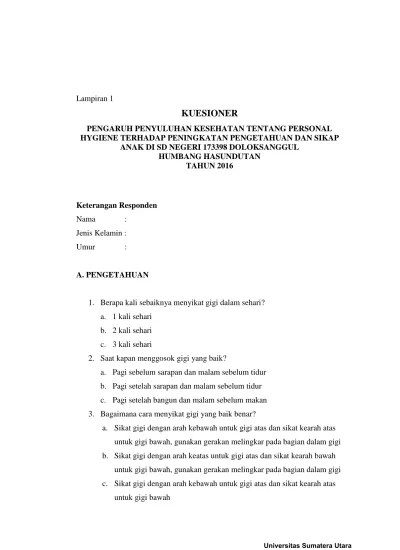 Perbedaan Pengetahuan, Sikap Dan Tindakan Siswa Antara Sebelum Dan Sesudah  Penyuluhan Kesehatan Tentang Personal Hygiene Di SD Negeri 173398  Doloksanggul Kabupaten Humbang Hasundutan Tahun 2016