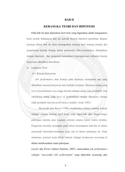 Top PDF KERANGKA TEORI DAN HIPOTESIS PENGARUH DIMENSI-DIMENSI KOMUNIKASI  KEPENGAWASAN TERHADAP KINERJA KARYAWAN PADA AQUARIUS BOUTIQUE HOTEL  PALANGKA RAYA. - 123dok.com
