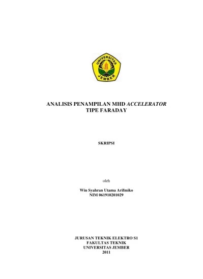 ANALISIS PENAMPILAN MHD ACCELERATOR TIPE FARADAY