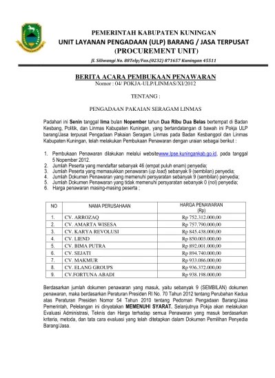 Top PDF Pengadaan Pakaian Seragam PDL Linmas - 123dok.com