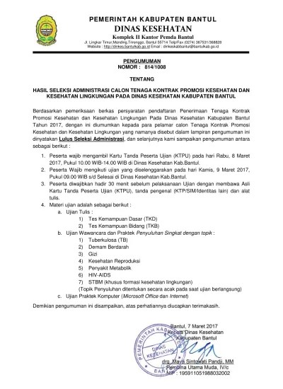 Pengumuman Administrasi.