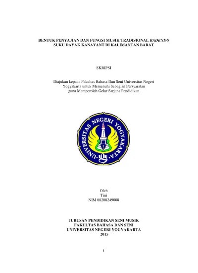 BENTUK PENYAJIAN DAN FUNGSI MUSIK TRADISIONAL BADENDO SUKU DAYAK KANAYANT  DI KALIMANTAN BARAT.