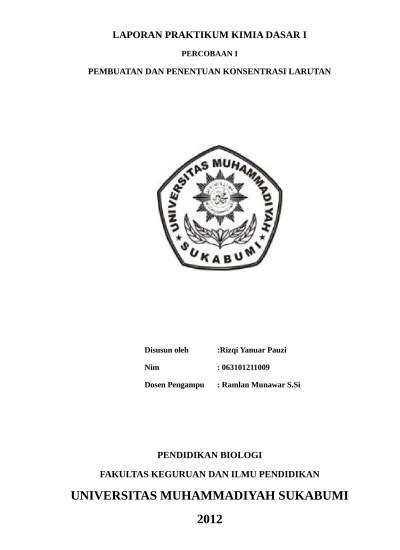 LAPORAN PRAKTIKUM KIMIA LARUTAN BUFFER