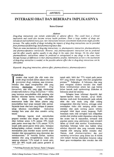 Interaksi obat terjadi jika efek suatu obat