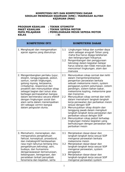 Buku Pemeliharaan Mesin Sepeda Motor Kelas XI SMT1