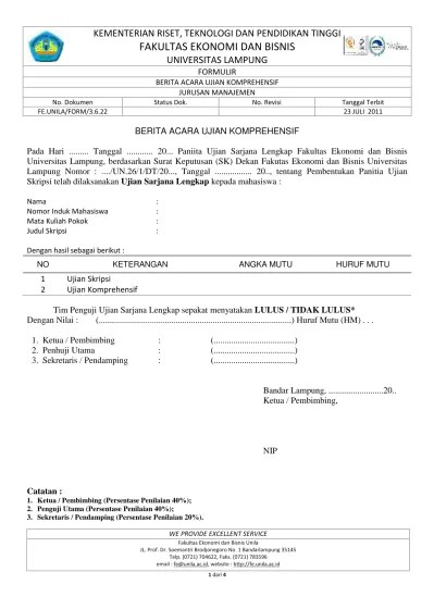 Berita Acara Ujian Komprehensif