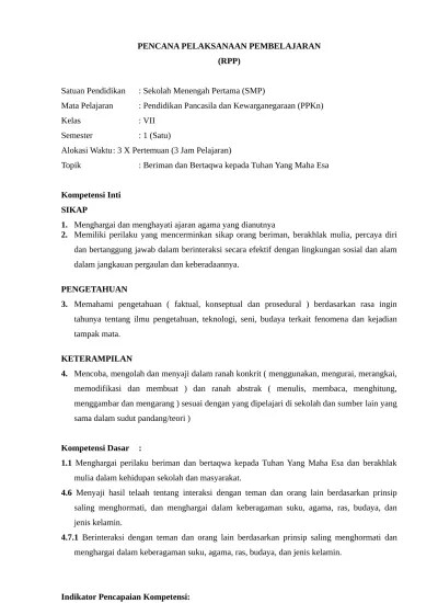 Z5 Beriman dan Bertaqwa kepada Tuhan Yang Maha Esa