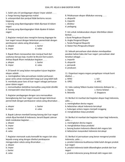 IPS KELAS 6 BAB EKSPOR 2