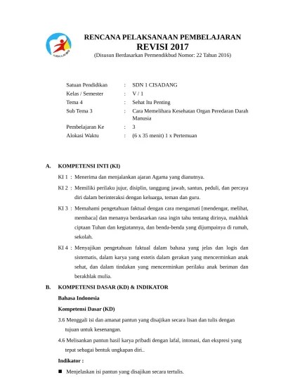 Subtema 3 Cara Memelihara Kesehatan Organ Peredaran Darah Manusia