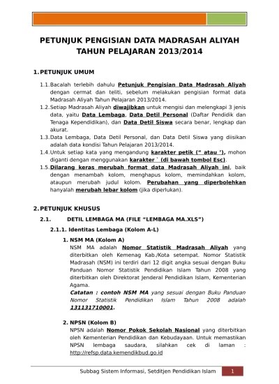 Top PDF Petunjuk Pengisian Data MA TP 2013-2014 - 123dok.com