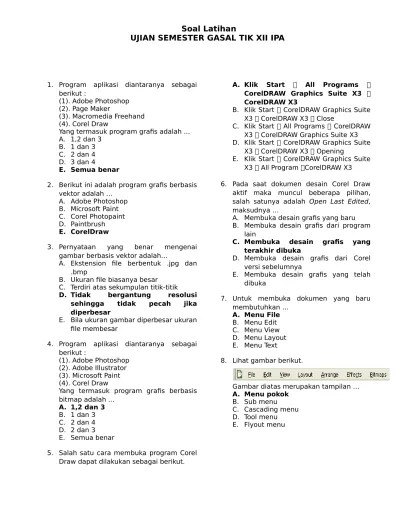 Soal Latihan UJIAN SEMESTER GASAL TIK XI (1)