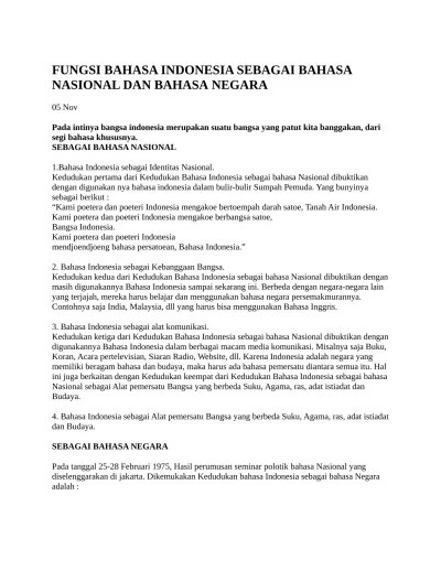 FUNGSI BAHASA INDONESIA SEBAGAI BAHASA N