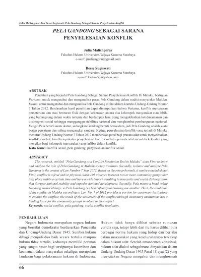 PELA GANDONG SEBAGAI SARANA PENYELESAIAN KONFLIK