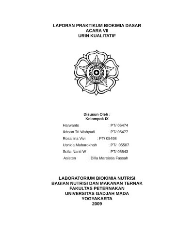 LAPORAN PRAKTIKUM BIOKIMIA DASAR ACARA V