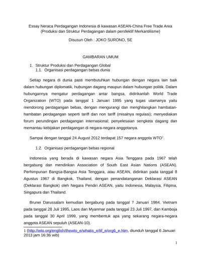 Essay Neraca Perdagangan Indonesia di ka
