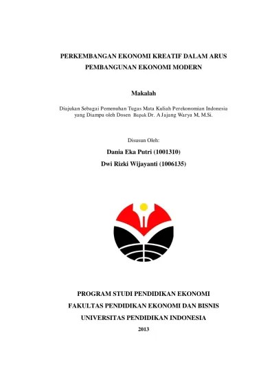 PERKEMBANGAN EKONOMI KREATIF DALAM ARUS