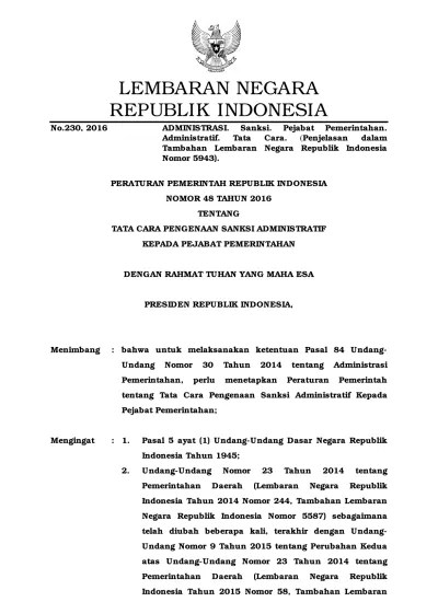 PP Nomor 48 Tahun 2016 (PP Nomor 48 Tahun 2016)