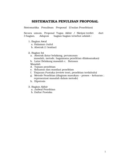 SISTEMATIKA PENULISAN PROPOSAL Petunjuk. doc