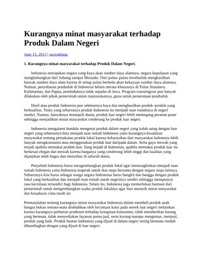 Kurangnya minat masyarakat terhadap Prod