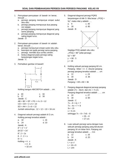 SOAL UH MATEMATIKA KELAS 3 BAB PERSEGI PANJANG DAN PERSEGI SEMESTER 2
