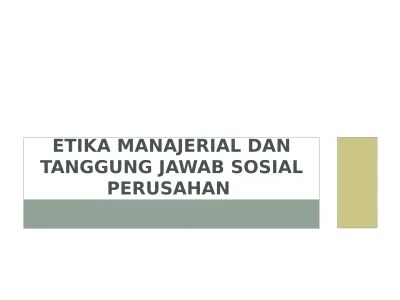 Etika Manajerial dan Tanggung Jawab Sosi