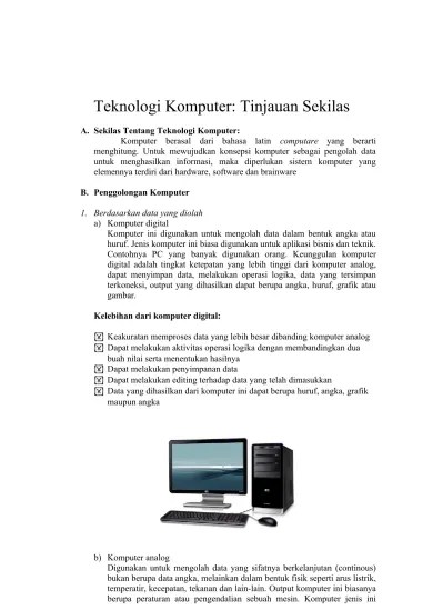 Teknologi Komputer ; Tinjauan Sekilas Pertemuan 5