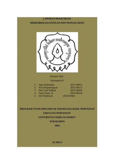 LAPORAN PRAKTIKUM MIKROBIOLOGI PANGAN DA