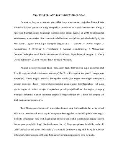 ANALISIS PELUANG BISNIS DI PASAR GLOBAL