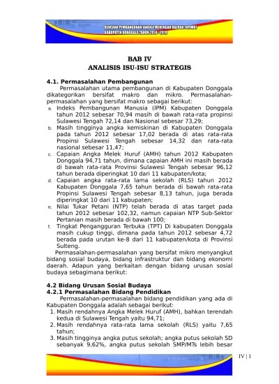 Rencana Pembangunan dan Rencana Kerja Pemerintah Bab 4